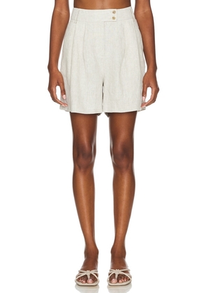 Central Park West Beckett Linen Shorts in Cream. Size L, S, XL, XS.