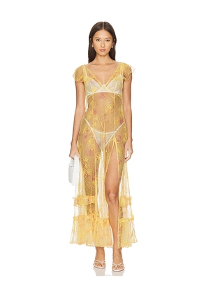 Free People x REVOLVE Postcard From Paris Maxi Dress in Yellow. Size M, S, XS.