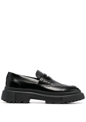 Hogan leather ridged-sole loafers - Black