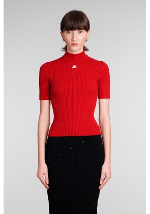 Courrèges T-Shirt In Red Viscose