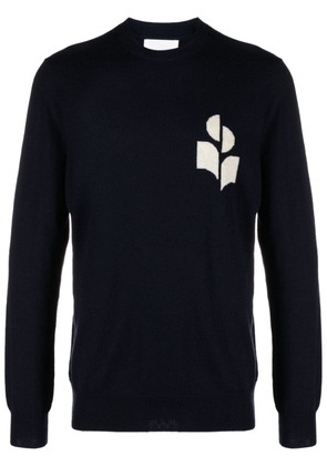 MARANT logo intarsia-knit crew-neck jumper - Blue