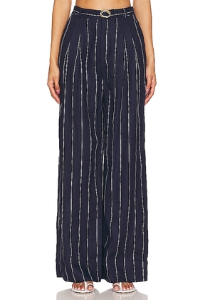 NICHOLAS Calista Belted Wide Leg Pant in Navy. Size 4.