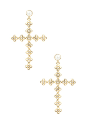 Luv AJ Daisy Cross Earrings in Metallic Gold.