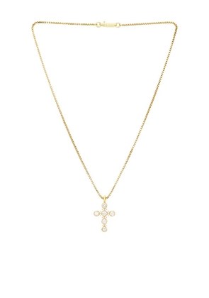 Luv AJ Rosette Cross Necklace in Metallic Gold.