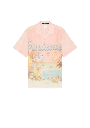 Ksubi Paradise Lost Resort Short Sleeve Shirt in Pink. Size M, S, XL/1X.