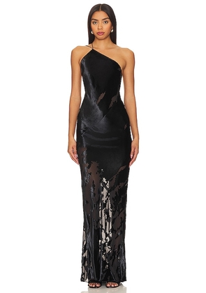 The Sei One Shoulder Bias Gown in Black. Size 4.