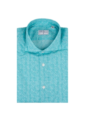 Fedeli Light Blue Panamino Sean Shirt With Micro Pattern