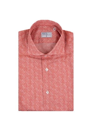Fedeli Red Panamino Sean Shirt With Micro Pattern