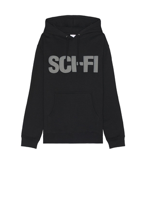 SCI-FI FANTASY Big Logo Hoodie in Black. Size M, S.