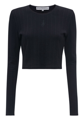 JW Anderson Anchor-embroidered cropped top - Black