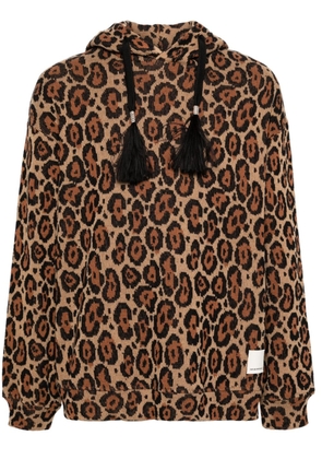 Emporio Armani leopard-print hoodie - Brown