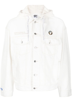 AAPE BY *A BATHING APE® logo-patch cotton denim jacket - White