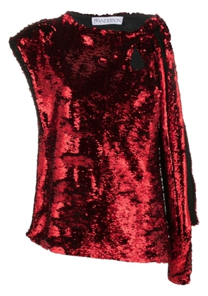 JW Anderson draped-detail sequined blouse - Red