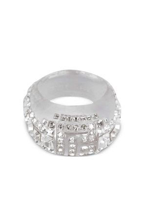 Balmain clear rhinestone ring - Silver