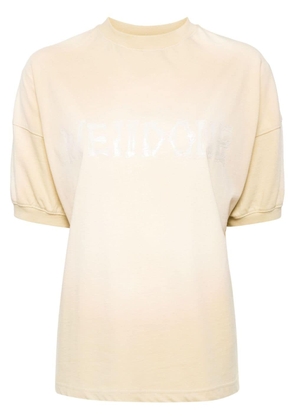 We11done logo-print bleached-effect T-shirt - Yellow