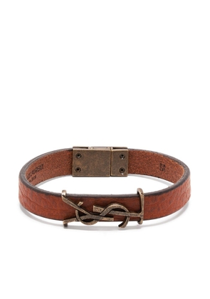Saint Laurent logo lettering leather bracelet - Brown