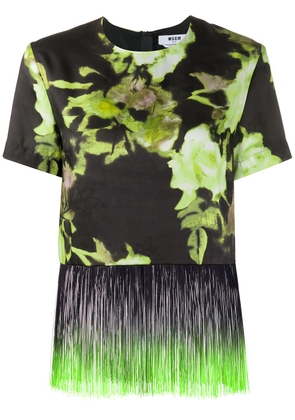 MSGM floral print fringe trim T-shirt - Green