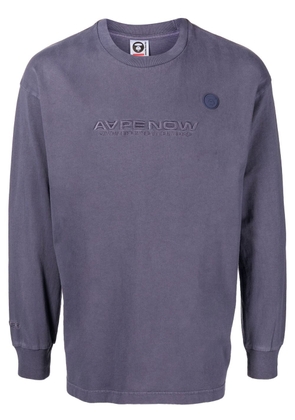AAPE BY *A BATHING APE® logo-embroidered long-sleeved T-shirt - Grey