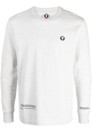 AAPE BY *A BATHING APE® logo-patch long-sleeve cotton T-shirt - Grey