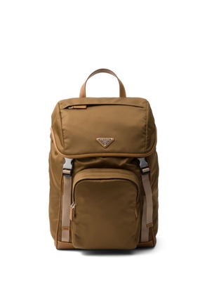 Prada triangle-logo buckled backpack - Brown