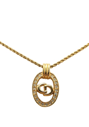 Christian Dior Pre-Owned 20th Century Logo Rhinestone Pendant costume necklace - Gold