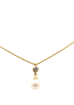 Christian Dior Pre-Owned 20th Century Faux Pearl Crystal Pendant costume necklace - Gold