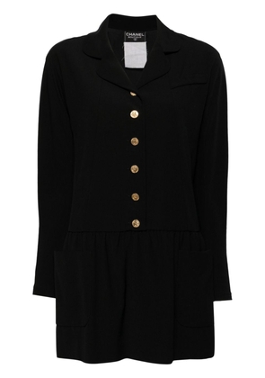 CHANEL Pre-Owned 1990s wool mini shirtdress - Black