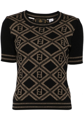 Fendi Pre-Owned Zucca-jacquard wool knitted top - Black