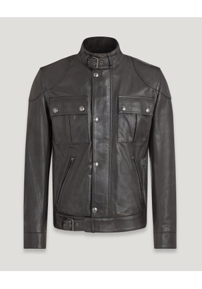 Belstaff Gangster Jacket Men's Hand Waxed Leather Black Size UK 42