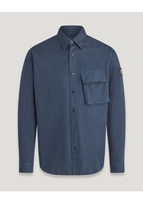 Belstaff Scale Shirt Men's Garment Dye Cotton Dark Ink Size L