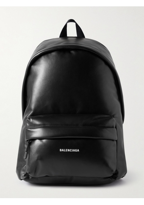 Balenciaga - Puffy Logo-Print Leather Backpack - Men - Black