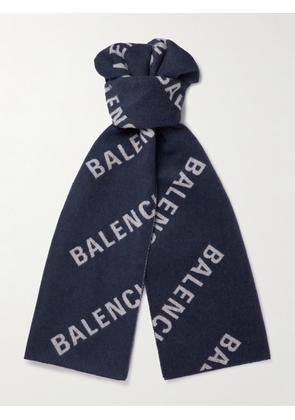 Balenciaga - Wool-Jacquard Scarf - Men - Blue