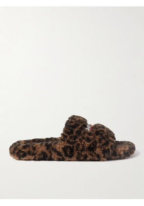 Balenciaga - Logo-Embroidered Leopard-Print Faux Fur Slides - Men - Brown - EU 40