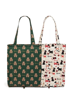 Harrods Scottie Dog And Jacob Bear Recycled Pocket Shopper Bag (Set Of 2)