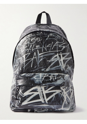 Balenciaga - Explorer Graffiti-Print Textured-Leather Backpack - Men - Black