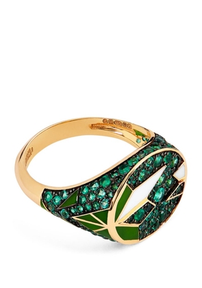 L'Atelier Nawbar Yellow Gold And Emerald Fragments Of Us Pinky Ring