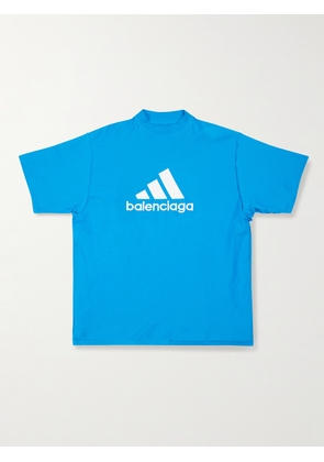 Balenciaga - adidas Oversized Logo-Print Cotton-Jersey T-Shirt - Men - Blue - 1