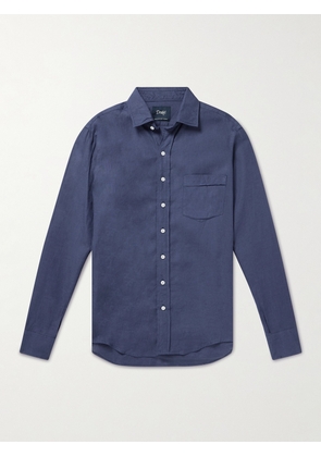 Drake's - Crinkled Linen-Gauze Shirt - Men - Blue - XS