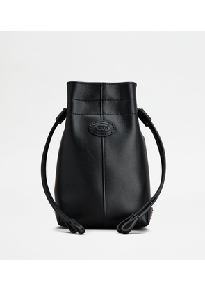 Tod's - Micro Drawstring Di Bag in Leather, BLACK,  - Wallets