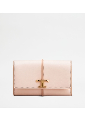 Tod's - T Timeless Wallet in Leather, PINK,  - Wallets