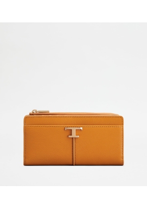 Tod's - T Timeless Wallet in Leather, ORANGE,  - Wallets