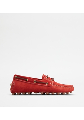 Tod's - Boat Gommino Bubble in Suede, RED, 35.5 - Shoes