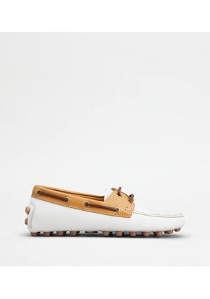 Tod's - Boat Gommino Bubble in Leather, BROWN,NATURAL,WHITE, 35 - Shoes