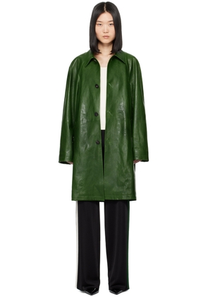Ferragamo Green Single-Breasted Leather Jacket