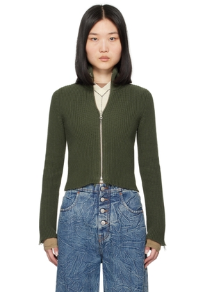 MM6 Maison Margiela Green Ribbed Sweater