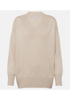 Brunello Cucinelli Embellished cashmere and silk sweater