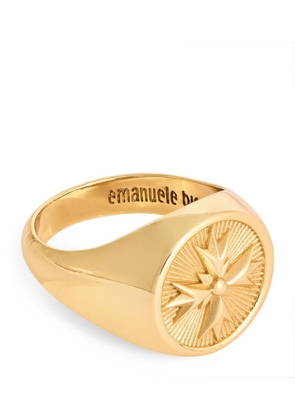 Emanuele Bicocchi Gold-Plated Crest Signet Ring