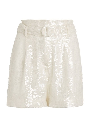 Lapointe Sequinned Belted Shorts