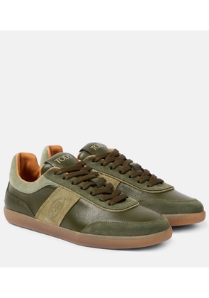 Tod's Tabs suede-trimmed leather sneakers