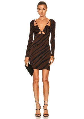 ET OCHS Aida Mini Dress in Dark Chocolate & Black Luxe Zebra - Brown. Size 0 (also in ).